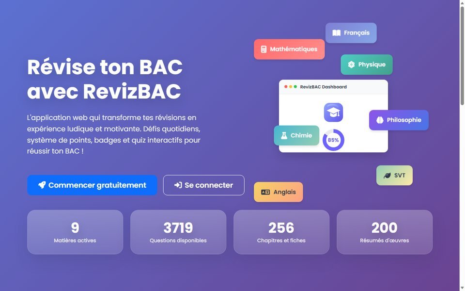 RevizBAC — application web de révision du BAC développée au Tchad